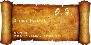 Orova Henrik névjegykártya